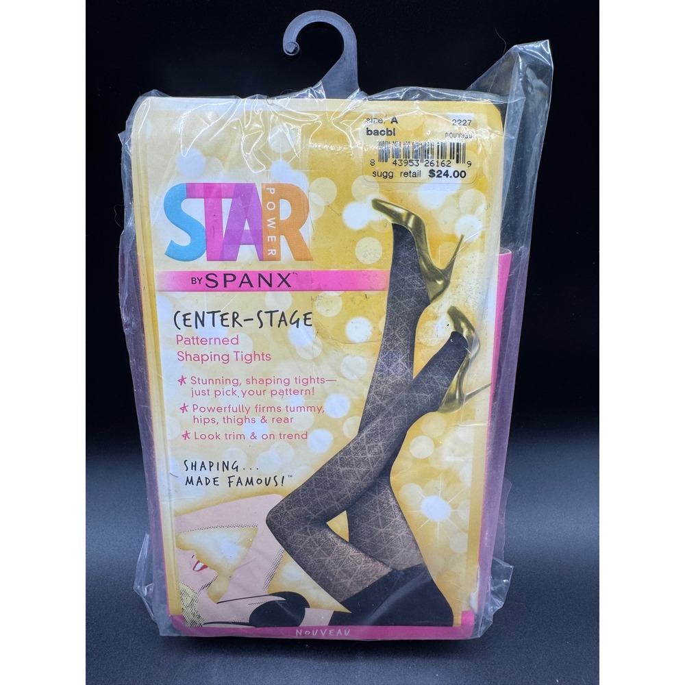 Star Power by Spanx Center-Stage Patterned Shaping Tights Nouveau Black Size A
